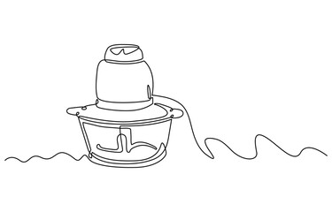 Blender Smoothie Maker Food Processor continuous one line art drawing, One single line drawing of electric blender home appliance for making fruit juice smoothie