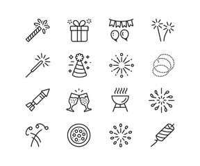 Party and Celebration Vector Line Icons Set