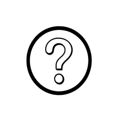 Question Mark Icon: A simple, bold line art illustration of a question mark enclosed in a circle, perfect for websites, apps, and design projects.