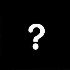 Simple Question Mark: A bold, white question mark on a black background, a minimalist graphic design element perfect for various uses.