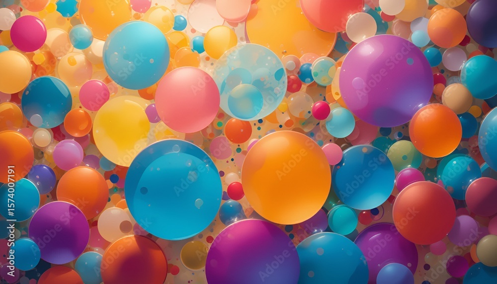 Fototapete a vibrant array of colorful spheres creates a playful, abstract background with a cheerful mood.