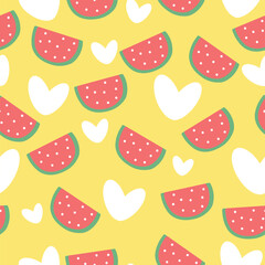 Seamless pattern cartoon watermelon character. cute fruit character for kids, textile, gift wrap paper