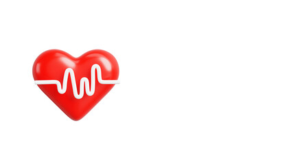 World hypertension day 3d banner. Red heart with beat pulse line on blue background render. Measure and control blood pressure, health preservation. Medical design for cardiology