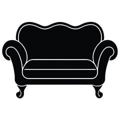 Elegant silhouette of a classic loveseat with detailed curves and ornamental legs