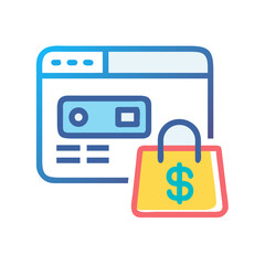 Fototapeta premium Online Shopping Security Website Icon with Shopping Bag and Dollar Sign for Secure Transactions