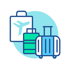 Colorful Travel Luggage Illustration with Airplane Symbol for Vacation and Tourism Concepts
