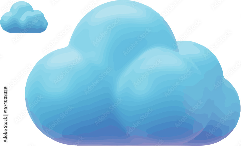 Fototapete a simple illustration of two puffy blue clouds floating against a light grey gradient background pla