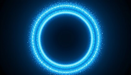 Obraz premium A luminous blue ring radiates against a dark backdrop, glowing softly with a magical atmosphere.