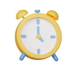 Alarm 3D icon isolated on transparent background, 3D render