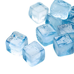 Obraz premium Closeup of Sparkling Ice Cubes isolated on transparent baackground