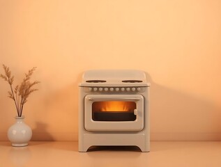 Retro-styled kitchen appliance and soft ambiance, evoking vintage warmth