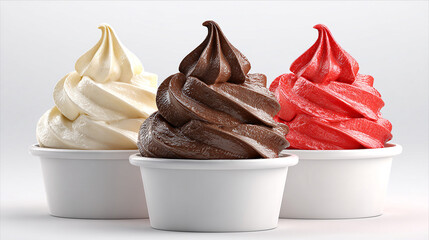 Three Flavors of Frozen Yogurt: Vanilla, Chocolate, Strawberry
