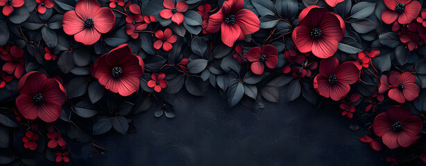 Dark Floral Background Burgundy and Black Gothic Flowers
