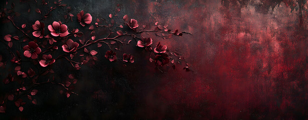 Dark Floral Gothic Background Burgundy and Black Flowers