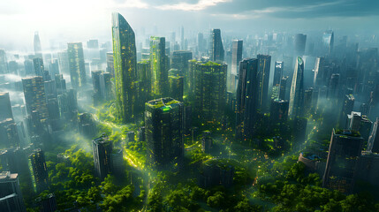 Futuristic Green City Sustainable Urban Development Concept