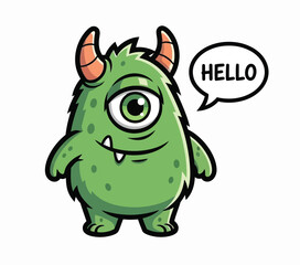 Friendly One-Eyed Monster Welcome Mascot