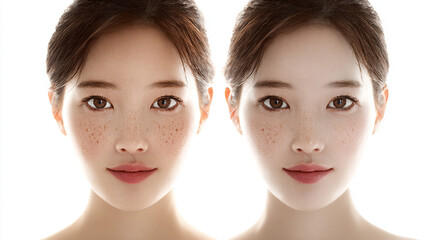 Before & After: Asian Woman's Skin Transformation - A Comparative Portrait
