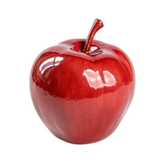 A single modern, glossy red ceramic fruit sculpture, possibly an apple or cherry, isolated on a transparent background png