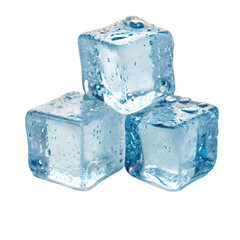 Obraz premium Three CrystalClear Ice Cubes isolated on transparent baackground