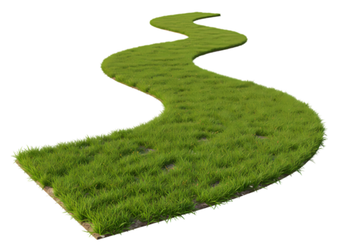 Winding Green Path A Serpentine Grass Lane isolated on transparent background