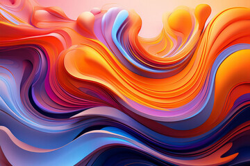 Fiery Abstract Waves - Vibrant Liquid Flow in Orange and Purple