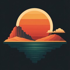 Obraz premium Sunset over a desert landscape reflected in water