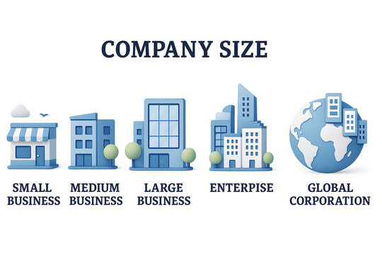 Business size comparison infographic company small