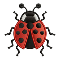 Embroidered ladybug with black spots insect white