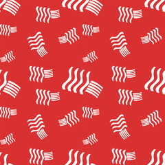 White noodle seamless pattern on red background.