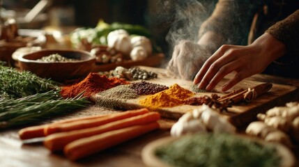 Preparing Halal food with aromatic spices