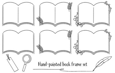 Hand-painted Book Frame Set (Vector)