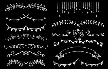 Hand-drawn Garland and Decorative Line Elements (monochrome)
