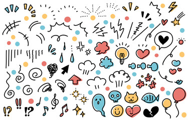 Handwritten emotional expression symbol icon set