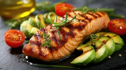 Grilled Salmon and Avocado