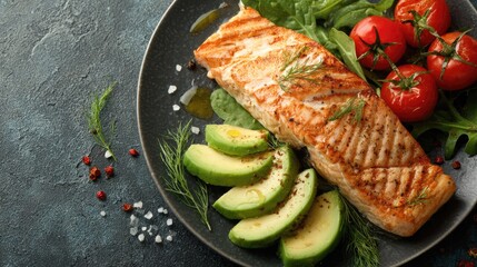 Grilled Salmon and Avocado