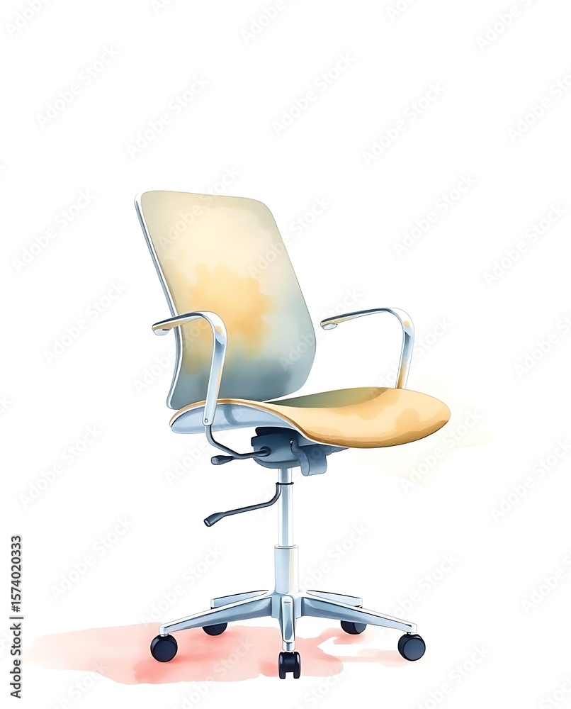 Fototapete minimalist office chair rendering with clean design elements and white background
