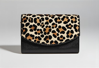 Black leopard print wallet bag clutch purse