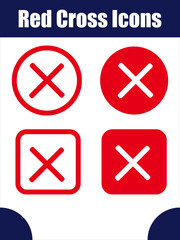 Red Cross Icons in Circular and Square Variants