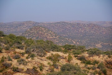 View of the mountains on a winter day in Namibia.