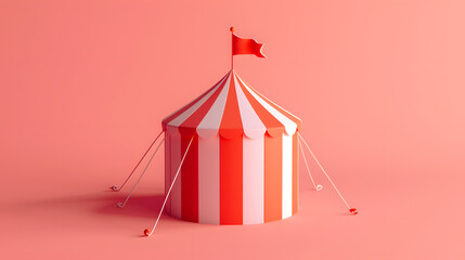 3d cartoon icon of a red and white striped car