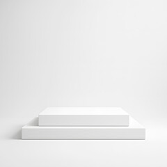 Obraz premium Two White Cubes Stacked geometric display