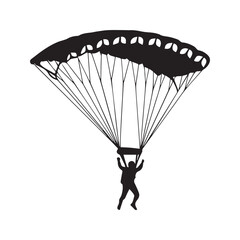 Skydiver Parachute Silhouette Vector Extreme Sport Skydiving Illustration