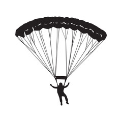 Skydiver Parachute Silhouette Vector Extreme Sport Skydiving Illustration