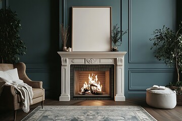 Cozy Fireplace Living Room Interior. (1)