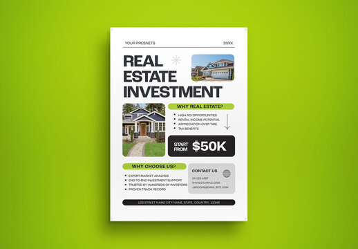 Lime Grey Utilitarian Real Estate Investment Flyer Layout