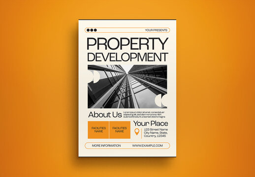 Orange Utilitarian Property Development Flyer Layout