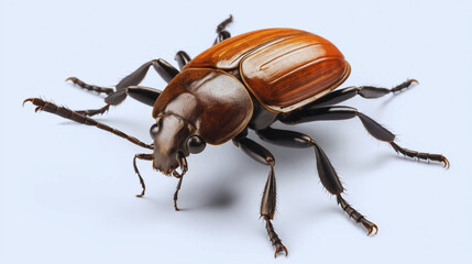 AI-generated image of a Common Furniture Beetle (Anobium punctatum), isolated on a clean white background. Highly detailed and realistic rendering of this woodboring insect, often associated with dama