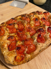 Focaccia with tomatoes