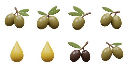 Olives and olive oil illustration