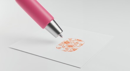 Pink stylus marking white paper